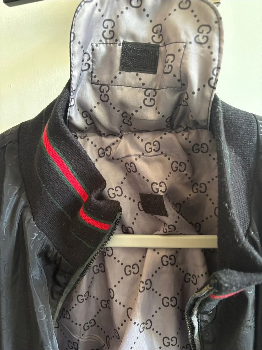 Gucci Black Bomber Jacket with Red Trim
